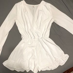 White Long Sleeve Romper